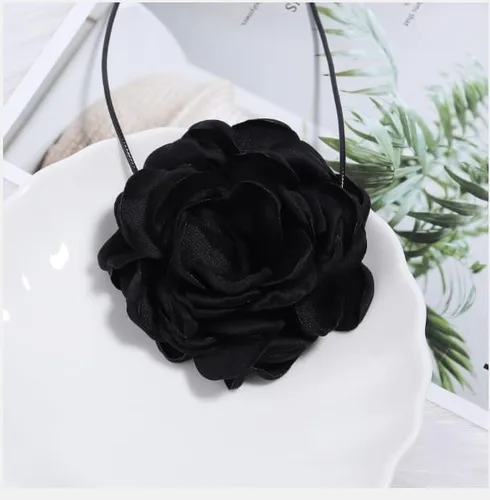 Miniatura 4 de Gargantilla de flores, gargantilla de rosa, gargantilla de flores de camelia con cordones, gargantilla gótica para mujer