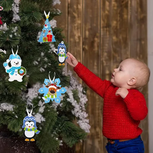 Miniatura 5 de Civaner 24 juegos de manualidades de Navidad para niños, arte y manualidades de Navidad, kit de adornos para árbol de Navidad, haz tus propios