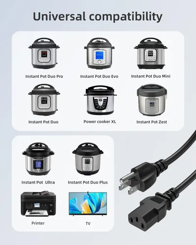 Miniatura 2 de Cable de alimentación para olla a presión eléctrica instantánea, olla rápida de potencia, olla arrocera, microondas, máquina de leche de soja y más
