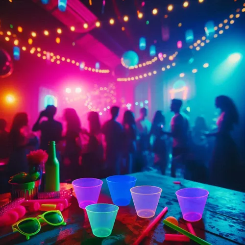 Miniatura 2 de Vasos de plástico para fiestas de Party Essentials, 9 onzas de capacidad, con brillo, Variado neón, 500