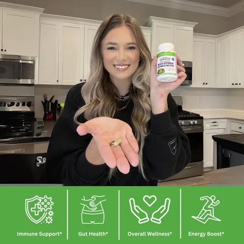 Miniatura 6 de Paradise Herbs Earth's Blend Once Daily Multivitamínico con hierro, 48 superalimentos orgánicos, probióticos, antioxidantes, vitaminas A, B12, C, D