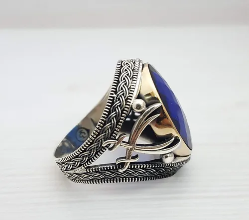 Miniatura 5 de Beautiful Handcrafted 925K Solid Sterling Silver Cubic Zircon Sapphire Color Men's Ring RP54