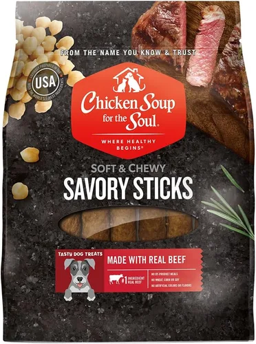 Miniatura 11 de Chicken Soup for The Soul All Natural Premium Savory Sticks Golosinas suaves y masticables para perros, primer ingrediente de carne de res real, sin