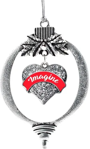 Miniatura 90 de Inspired Silver - Red Merry - Adorno de Navidad plateado - Adorno de árbol de Navidad con dije de corazón con circonita cúbica - Decoración colgante