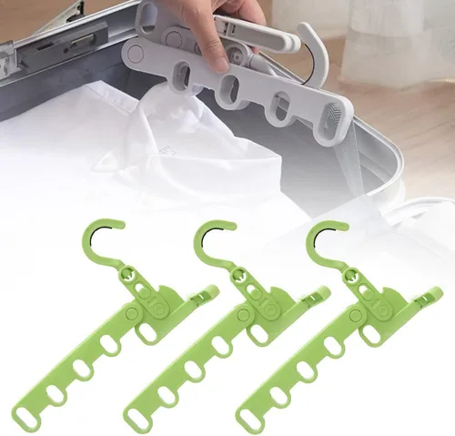 Miniatura 13 de 4 perchas plegables de viaje, colgador de ropa plegable portátil con 5 agujeros, colgador de ropa montado en la pared, estante de secado plegable