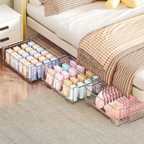 Miniatura 4 de Organizador de cajones de ropa interior con divisores, organizador de calcetines apilable de 24 celdas para armario, cajón de almacenamiento de ropa