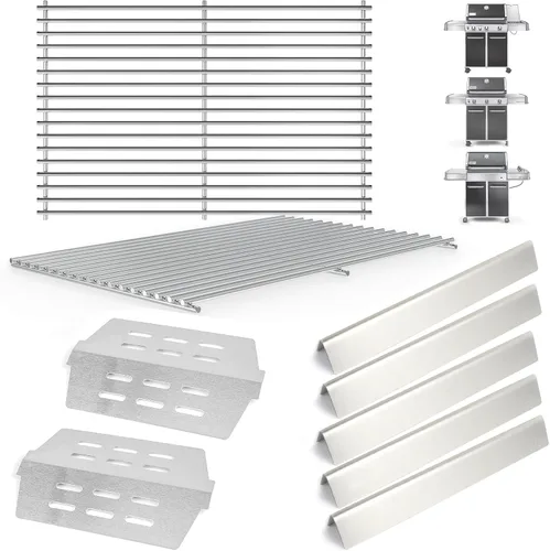 SafBbcue Kit de piezas de repuesto para parrilla Weber Genesis serie 300, rejillas de parrilla de acero inoxidable 7524, barras aromatizantes 7620,