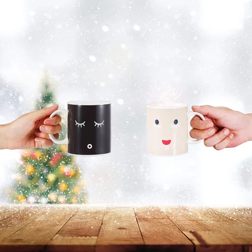 Miniatura 6 de IPOW Taza que cambia de color, paquete de 2 tazas mágicas que cambian de calor para café matutino, té, leche, tazas de café de cerámica, taza