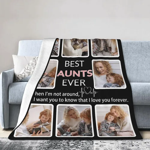 Miniatura 28 de Manta personalizada con collage de fotos, para hermana, amiga, madre, padre, familia, mascotas, parejas, en Navidad, cumpleaños, aniversario, regalo