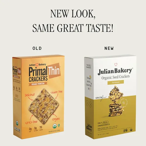 Miniatura 4 de Julian Bakery® Galletas Primal Thin® orgánicas Parmesano USDA Organic Sin gluten Sin granos Sin OMG Bajo en carbohidratos (2)