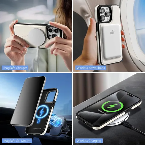 Miniatura 4 de SkyEagle Magsafe - Funda magnética 2 en 1 desmontable para iPhone 11 Pro Max con tarjetero, para mujeres y hombres, piel sintética con bloqueo RFID