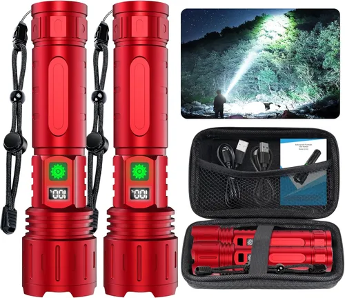 Miniatura 10 de Hoxida Linternas 2000 Lúmenes Altos Recargables, Linterna LED Súper Brillante