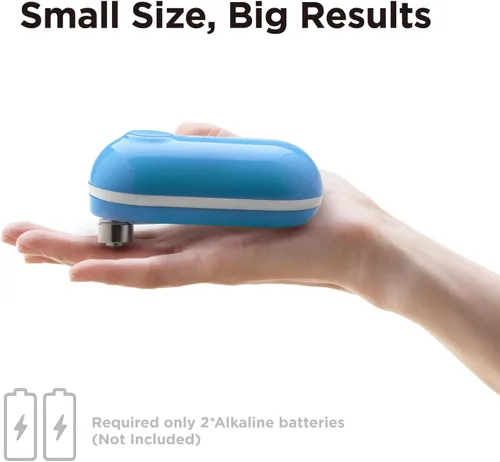 Miniatura 3 de Kitchen Mama Mini abrelatas eléctrico de borde liso: abre la lata con una sola prensa, ultracompacto, portátil, manos libres, seguro, inalámbrico