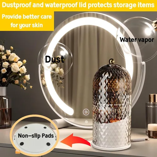 Miniatura 5 de Organizador de brochas de maquillaje con tapa, caja de almacenamiento de brochas de maquillaje con patrón de diamante, almacenamiento de brochas