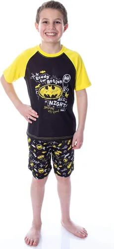 Miniatura 2 de DC Comics - Pijama de Batman listo para la acción de manga corta y pantalones cortos de 2 piezas de pijama de superhéroe
