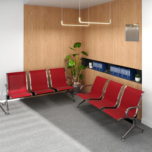 Miniatura 47 de Kinfant Silla de sala de espera de 2 asientos, sillas de recepción de invitados de oficina con respaldo ergonómico, banco de espera de aeropuerto