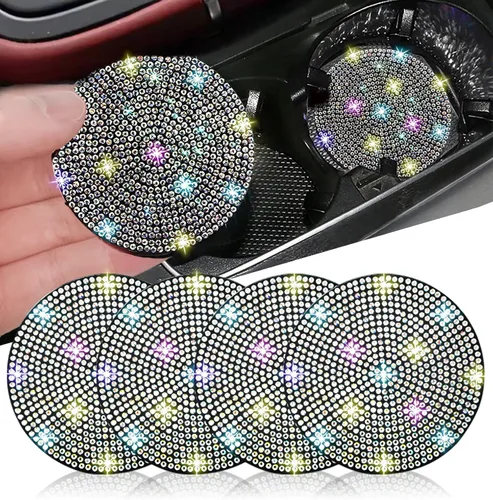 Miniatura 14 de NBTEPEM 2 posavasos de auto con diamantes de imitación, 2.75 pulgadas, antideslizantes, a prueba de golpes, universal, a la moda, para auto