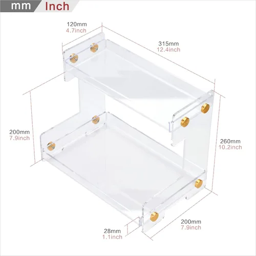 Miniatura 2 de FFK Organizador de baño para encimera, almacenamiento de 2 niveles: organizador de encimera de baño, soporte de acrílico para almacenamiento