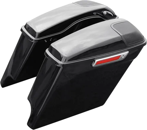 SLMOTO Bolsas de sillín extendidas de 5 pulgadas con rejillas de altavoces para Harley Touring modelos 2014 en adelante Road King, Road Glide,