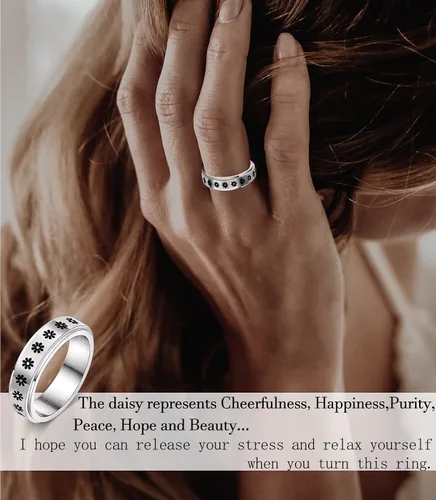 Miniatura 3 de KOHOTA Anillos para ansiedad de acero inoxidable para mujeres y hombres, anillos de ansiedad, anillos giratorios para la ansiedad, alivio