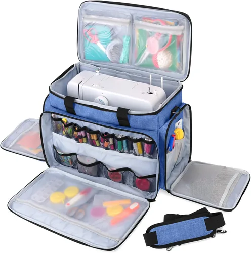 Miniatura 17 de LUXJA Estuche para máquina de coser con almohadilla extraíble, funda de viaje para máquina de coser y accesorios