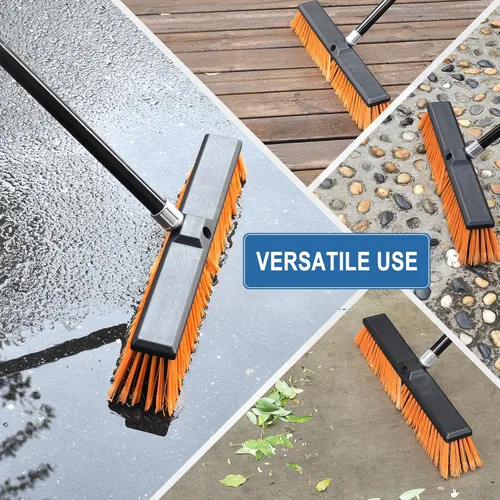 Miniatura 5 de PBHEPJ Escoba de empuje de 24 pulgadas para exteriores, resistente, escoba de tienda con mango largo de 60 pulgadas para limpiar azulejos al aire