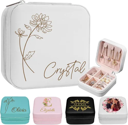 Miniatura 23 de Joyero de viaje personalizado para mujer, foto personalizada, nombre, logotipo, joyero, regalo de dama de honor, boda, cumpleaños