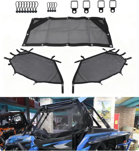 Miniatura 8 de Red para Ventana de ATV/UTV Protector de Malla para Jaula Trasera Enrollable + Derecha + Izquierda Cubierta de Red Protectora de Sombra para Ventana