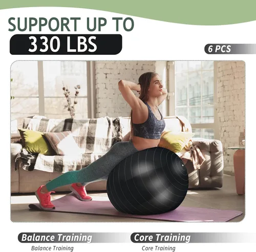 Miniatura 5 de Hungdao Paquete de 6 pelotas de ejercicio inflables a granel para embarazo y entrenamiento, pelota de pilates de 22 pulgadas para yoga