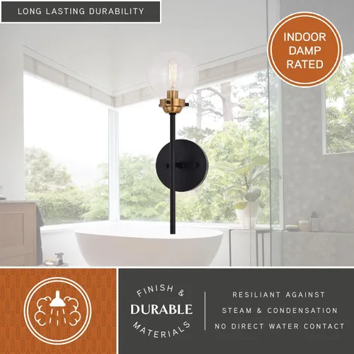 Miniatura 5 de VAXCEL Orbit 1 - Aplique de pared industrial MCM de latón y bronce aceitado claro globo de cristal transparente
