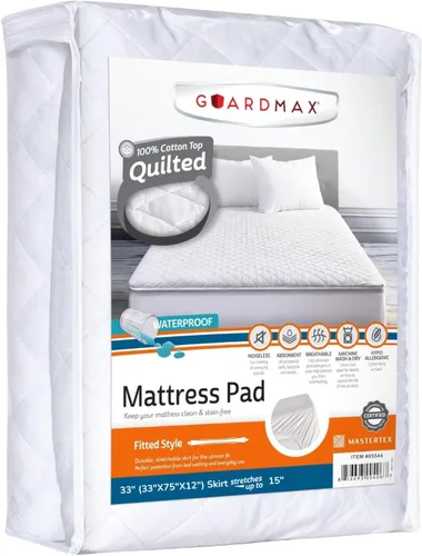 Miniatura 10 de Guardmax Protector de colchón acolchado impermeable Funda hipoalergénica Transpirable Barrera sin ruido Individual (39 x 75 x 13)