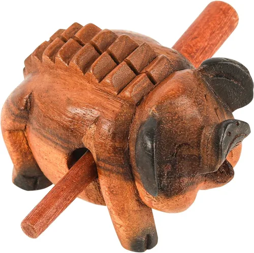 4" Guiro de madera de cerdo raspador - Instrumento musical de percusión Bloque de tono artesanal 10.16 cm