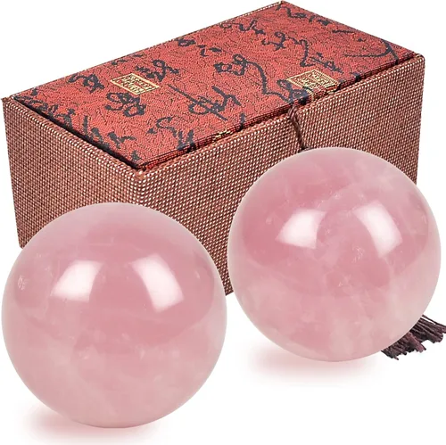 fengshuisale Feng Shui Bolas de salud chinas (azul con fénix y dragón) 3.8cm/1.5" Pulsera de cuerda roja Rosa