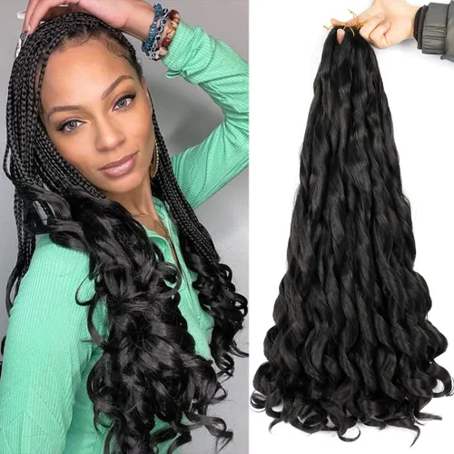 Miniatura 28 de WIPPORYA Cabello Rizado Francés para Trenzar de 24 Pulgadas, 6 Paquetes de Cabello Ondulado Suelto Elástico para Crochet Pre-Estirado 3.53