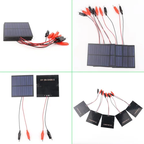 Miniatura 6 de 5 paneles solares pequeños, 1 W, 5 V, 200 mA, mini panel solar fotovoltaico de células solares con clip de alambre de 3.524 in x 3.524 in