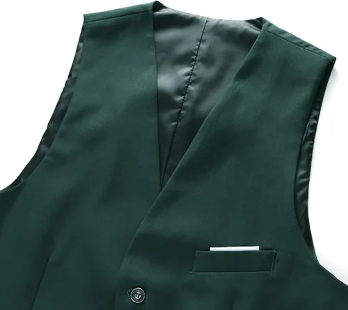 Miniatura 4 de UNINUKOO Chaleco de traje para hombre, ajustado, vestido formal, chaleco casual de cuatro botones, chaleco de traje de esmoquin