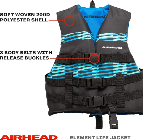 Miniatura 2 de Airhead Element Chaleco salvavidas PFD de lados abiertos Tallas para niños, jóvenes y adultos disponibles