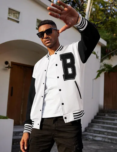 Miniatura 3 de COOFANDY Chaqueta Varsity para hombre, ajuste regular, casual, letterman, béisbol, bomber