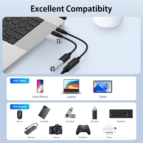 Miniatura 7 de Adaptador USB C a USB OTG para Android, 5Gbps On The Go USB3.0 USBC macho a USB-A hembra Adaptador Android OTG Cable para Samsung Galaxy S26 S25 FE
