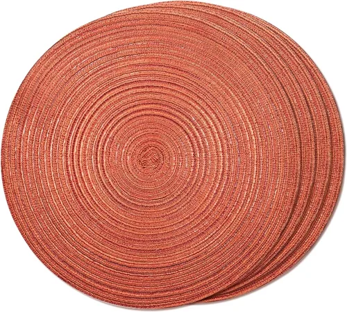 Miniatura 15 de FunWheat Juego de 4 manteles individuales redondos trenzados para mesas de comedor, manteles tejidos resistentes al calor, 15 pulgadas