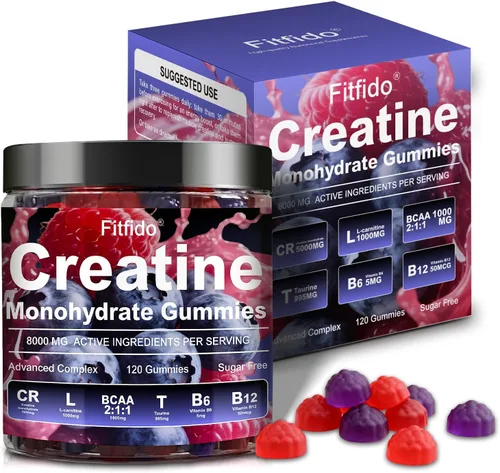 Gomitas de Complejo de Monohidrato de Creatina 8000mg para Hombres y Mujeres, Contiene L-carnitina y Taurina, Desarrolla Músculo, Aumenta la