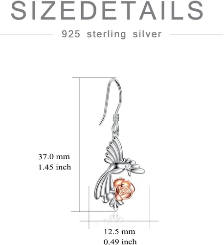 Miniatura 46 de POPKIMI Bonitos aretes colgantes de animales, joyería de animales, regalos de cumpleaños y Navidad para mujeres, aretes de ópalo de cristal de plata