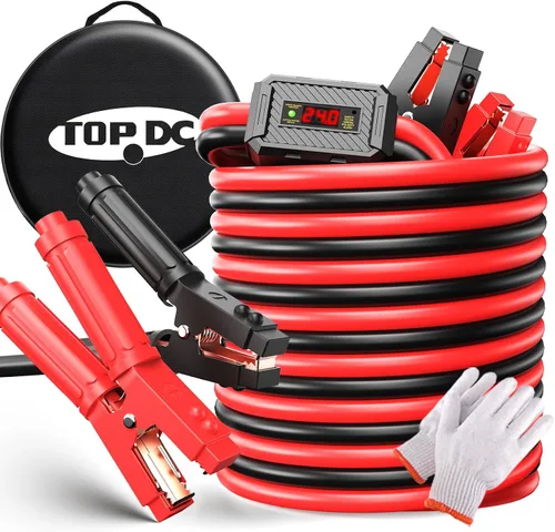TOPDC Cables de puente resistentes de 1000 amperios para batería de automóvil, cables resistentes para camiones diesel, kit de cables de puente
