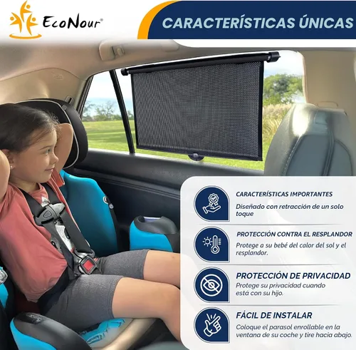 Miniatura 6 de EcoNour Persianas de ventana de coche para bebé (paquete de 2) – Actualizadas Persianas para ventana lateral Viene con ventosas mejoradas