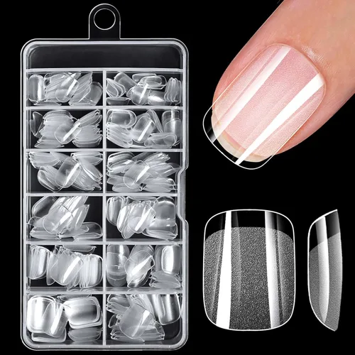 Miniatura 11 de 240 puntas de uñas de gel extra cortas, uñas postizas de almendra, uñas postizas transparentes, uñas cortas XS de almendra, puntas de uñas
