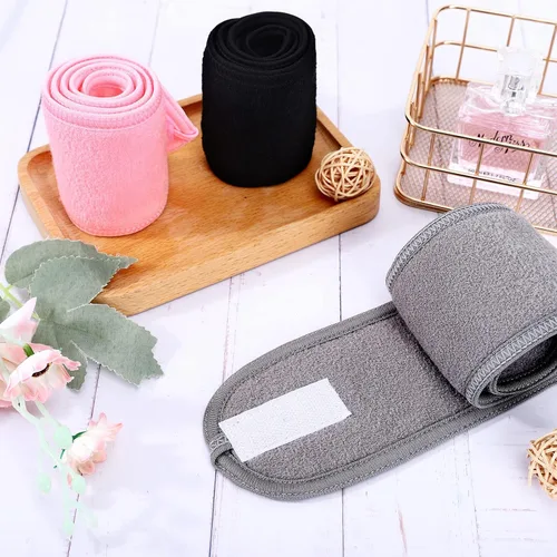Miniatura 3 de Whaline Diademas faciales de spa, 3 piezas, diadema de tela de toalla suave y ajustable para lavado de cara, ducha, cubierta facial, yoga