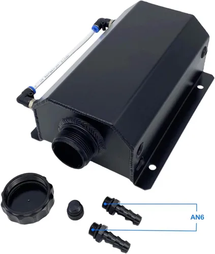 Miniatura 4 de 2L Tanque de recuperación de agua para refrigerante de radiador universal de aluminio, tanque de expansión de desbordamiento (negro)