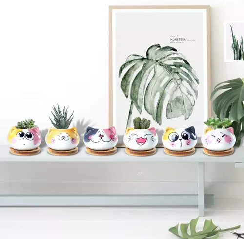 Miniatura 5 de Lindos maceteros para suculentas con bandeja de drenaje de bambú - Maceteros para suculentas de 3" con orificio de drenaje, maceteros pequeños