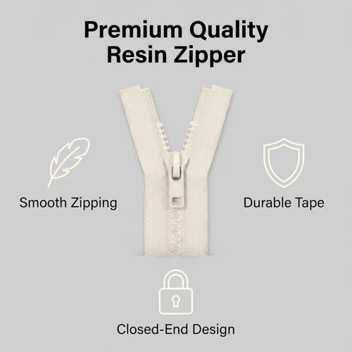 Miniatura 2 de Sawoake 2PCS #5 5 Inch Separating Jacket Zippers for Sewing Coats Jacket Zipper Beige Molded Plastic Zippers Bulk Tailor DIY Sewing Tools for