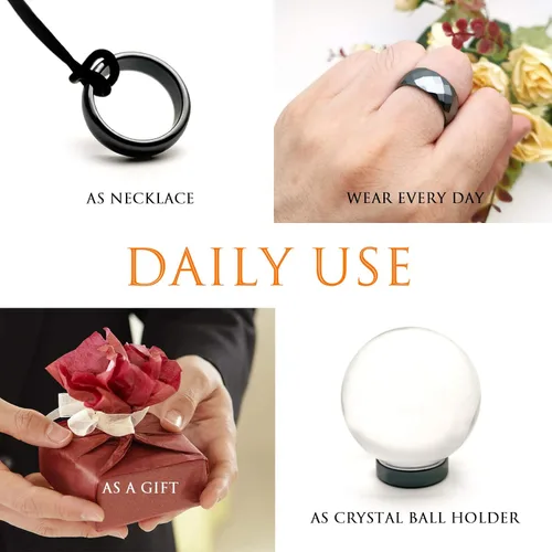 Miniatura 11 de Morchic - Anillos unisex de piedras de hematita, para equilibrar ansiedad, chakra raíz, (paquete de tamaños mixtos)